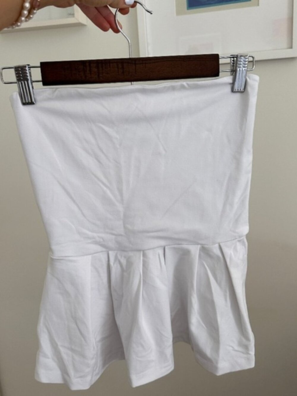 Susana Monaco White Strapless Peplum Top XS